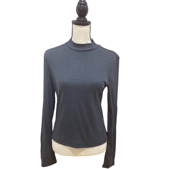 Tops - Mock Neck Ribbed Long Sleeve Top